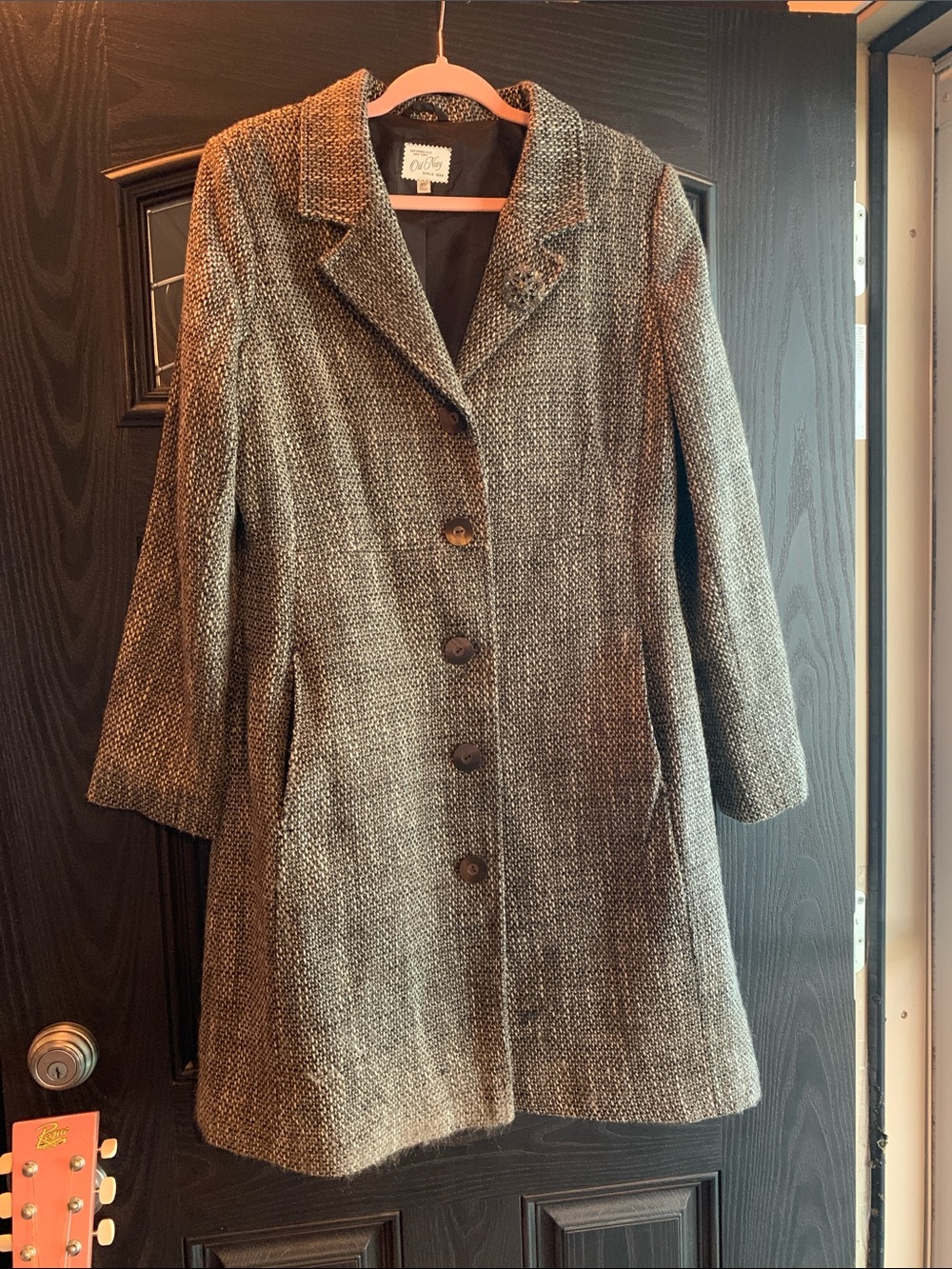 Y2K Vintage Old Navy Women's Heathered Wool Blend Brown & Gray Coat